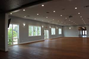 Windows in the Officers Club main hall in Victoria, Texas
